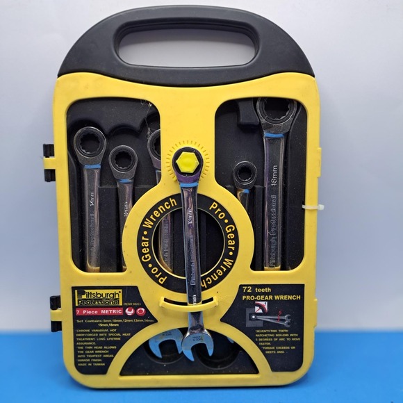 Pittsburgh Pro Gear Wrench Set 7pc Metric Ratcheting Combo Vintage 90s NIB - Picture 1 of 7